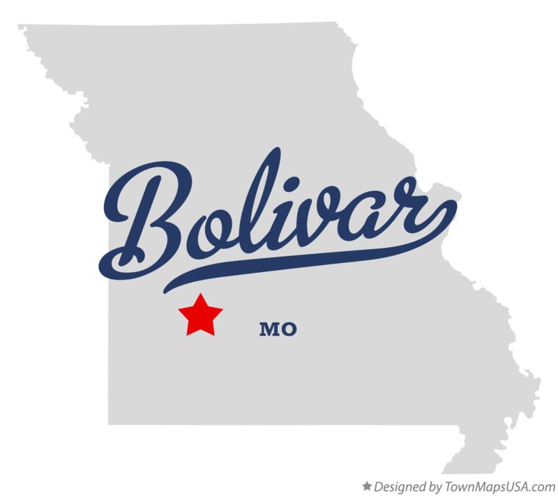 Map of Bolivar Missouri MO