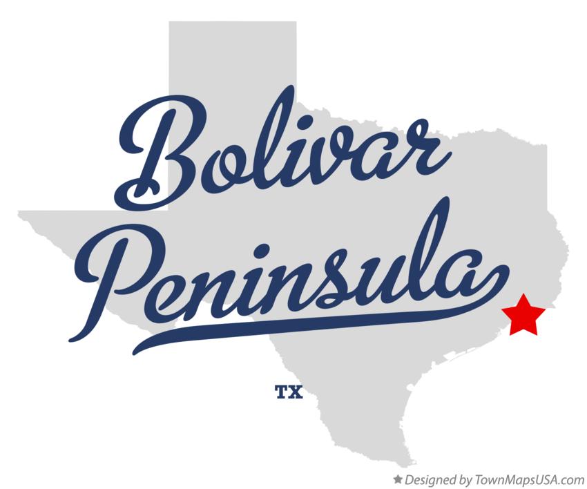 Map of Bolivar Peninsula Texas TX
