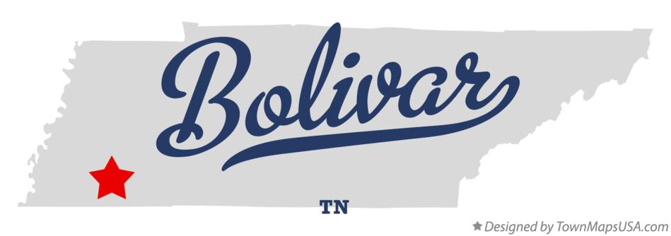 Map of Bolivar Tennessee TN