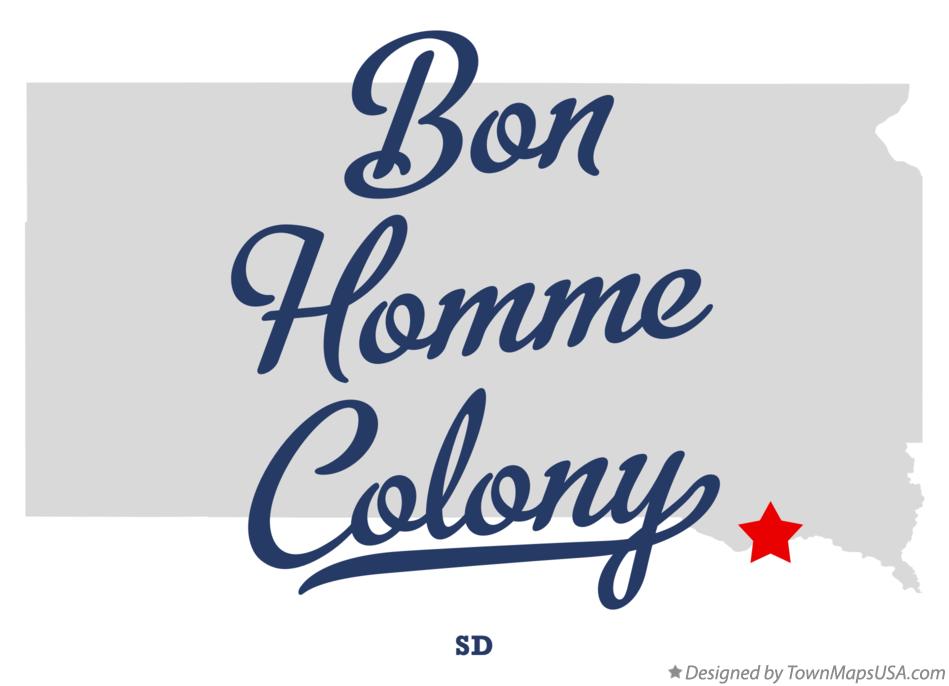 Map of Bon Homme Colony South Dakota SD