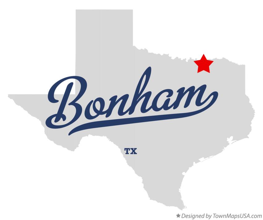 Map of Bonham Texas TX