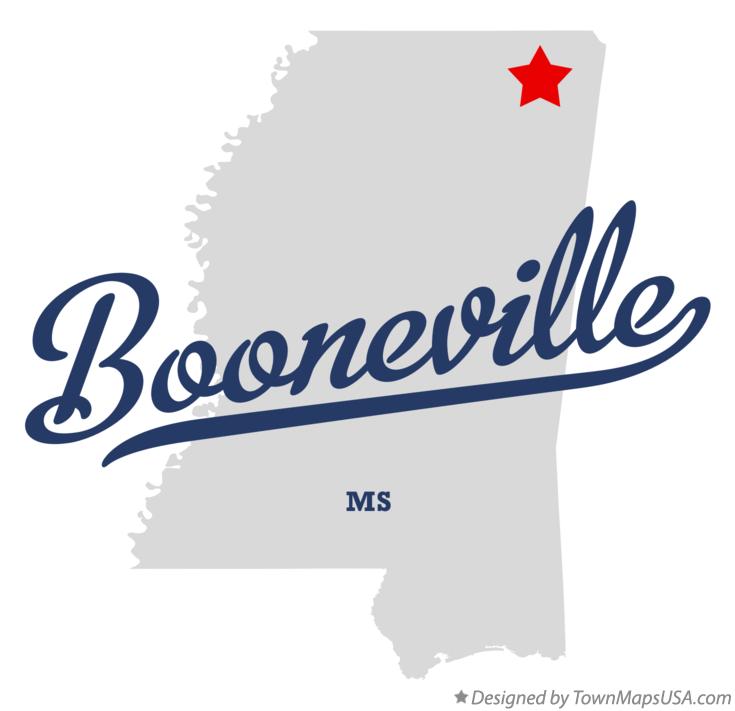 Map of Booneville Mississippi MS