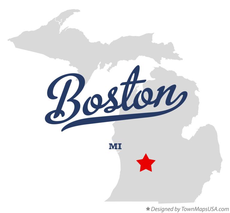 Map of Boston Michigan MI