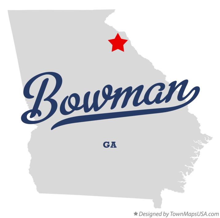 Map of Bowman Georgia GA