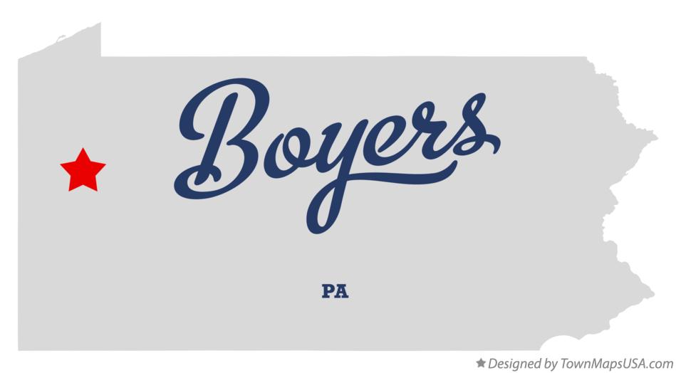 Map of Boyers Pennsylvania PA