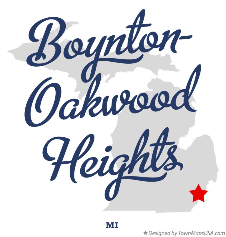 Map of Boynton–Oakwood Heights Michigan MI