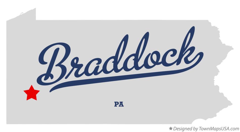 Map of Braddock Pennsylvania PA