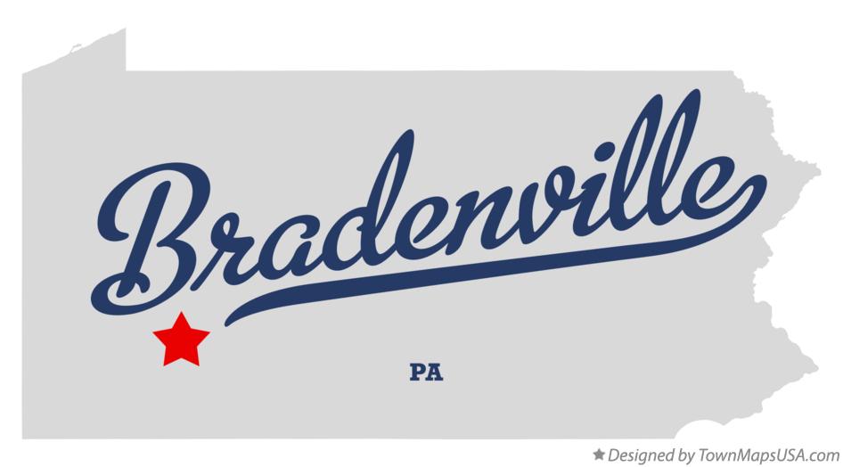 Map of Bradenville Pennsylvania PA