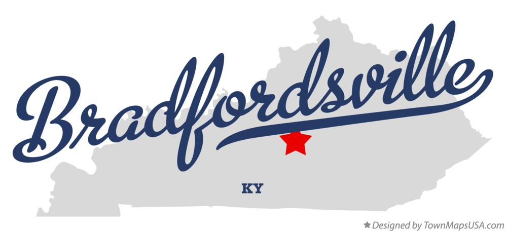 Map of Bradfordsville Kentucky KY