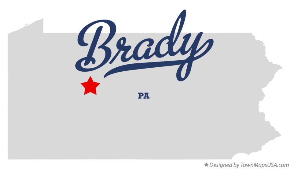Map of Brady Pennsylvania PA