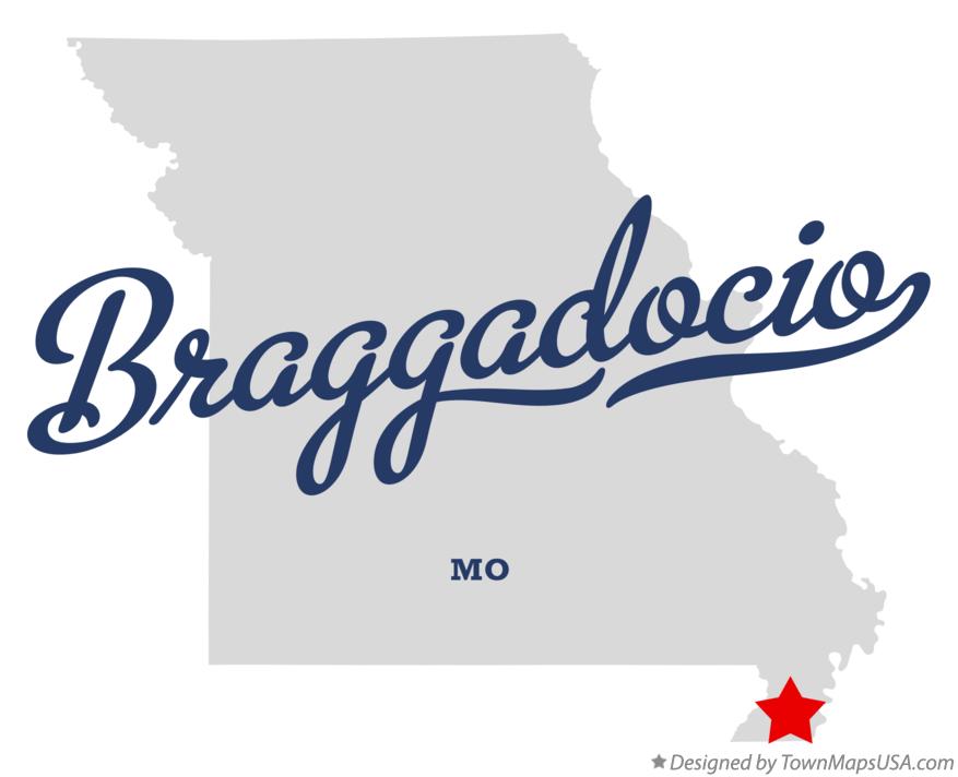 Map of Braggadocio Missouri MO
