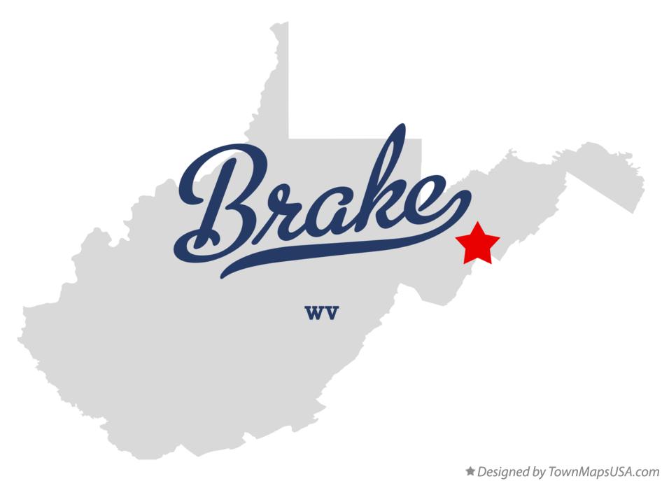 Map of Brake West Virginia WV