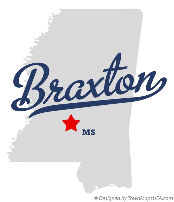 Map of Braxton Mississippi MS