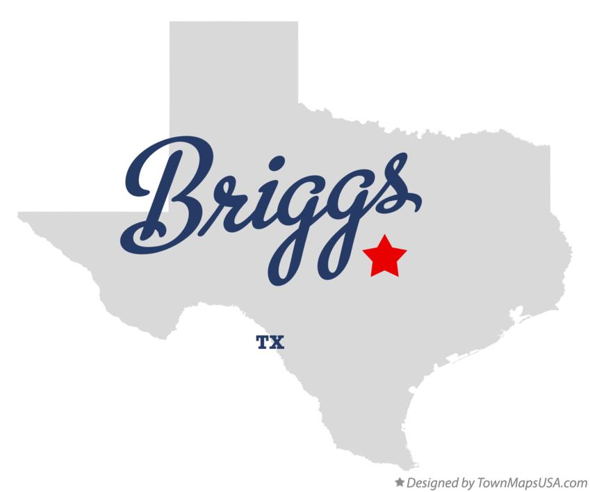 Map of Briggs Texas TX