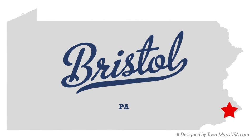 Map of Bristol Pennsylvania PA