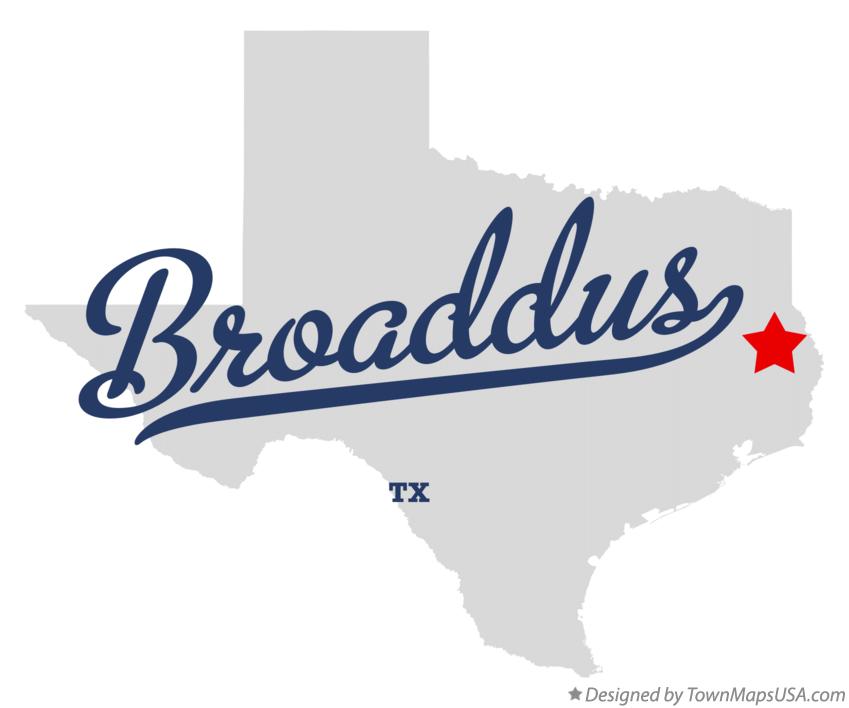 Map of Broaddus Texas TX