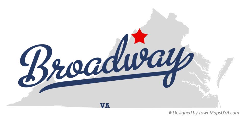 Map of Broadway Virginia VA