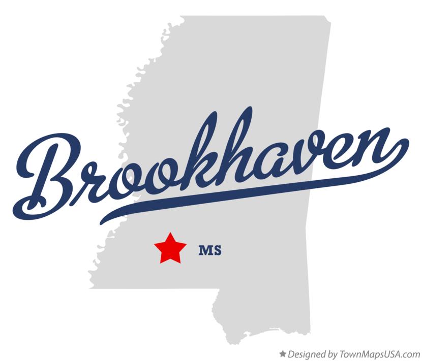 Map of Brookhaven Mississippi MS