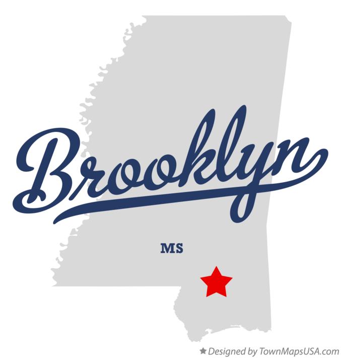 Map of Brooklyn Mississippi MS