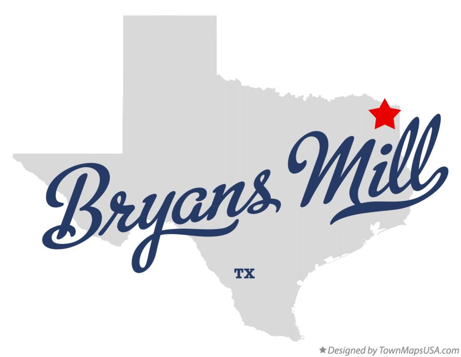 Map of Bryans Mill Texas TX