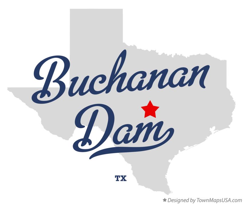 Map of Buchanan Dam Texas TX