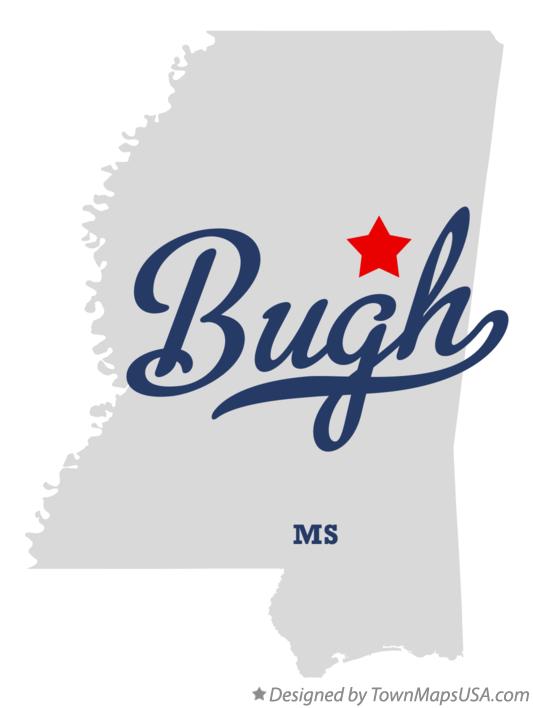 Map of Bugh Mississippi MS