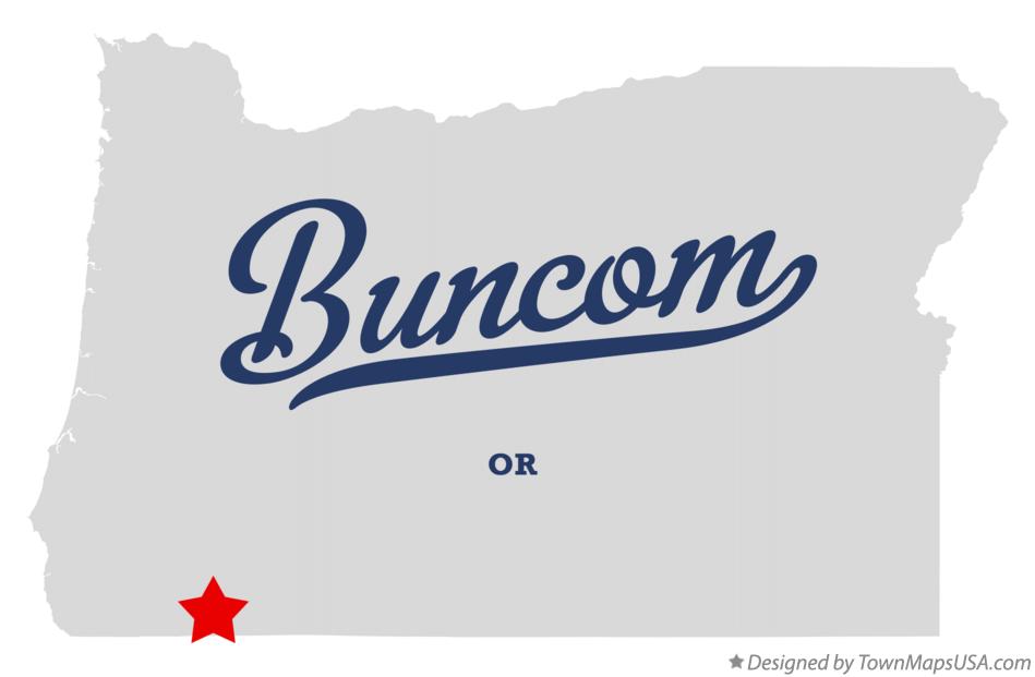 Map of Buncom Oregon OR