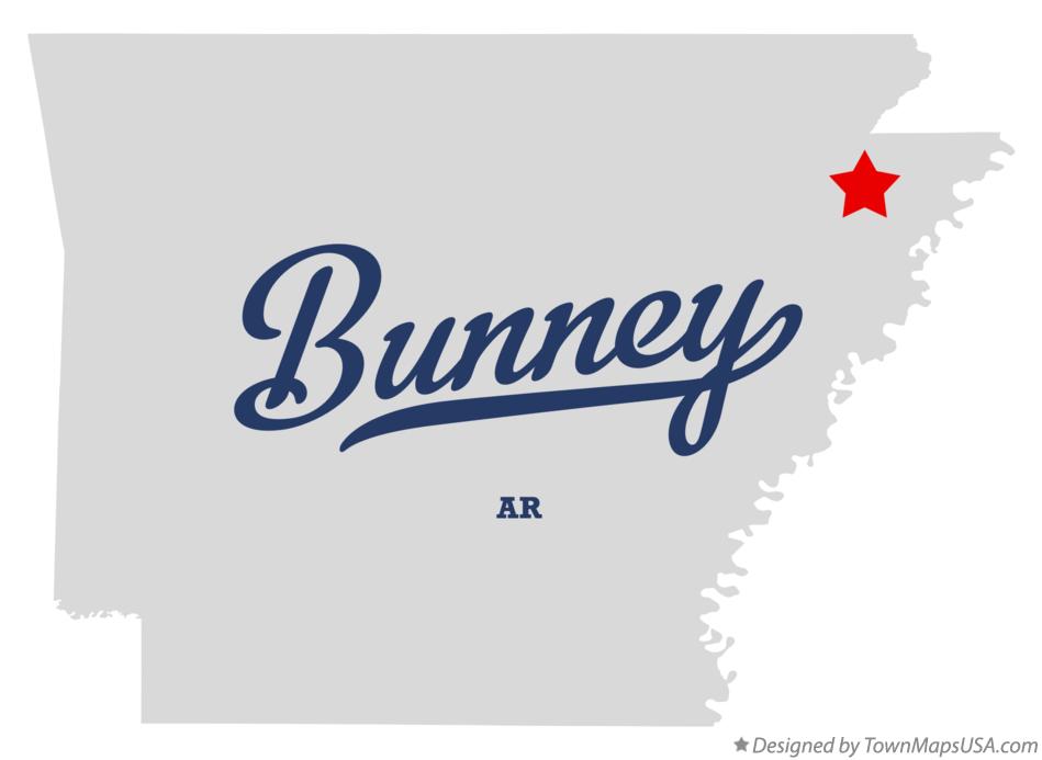 Map of Bunney Arkansas AR