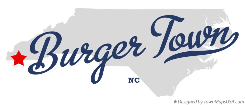 Map of Burger Town North Carolina NC