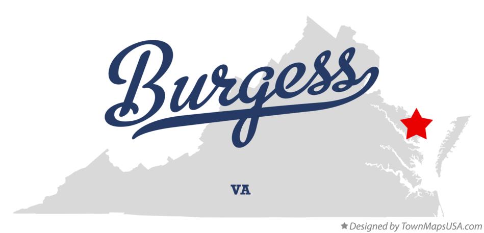 Map of Burgess Virginia VA