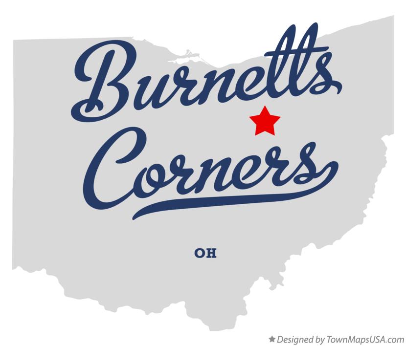 Map of Burnetts Corners Ohio OH