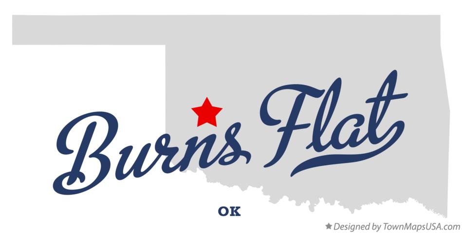 Map of Burns Flat Oklahoma OK