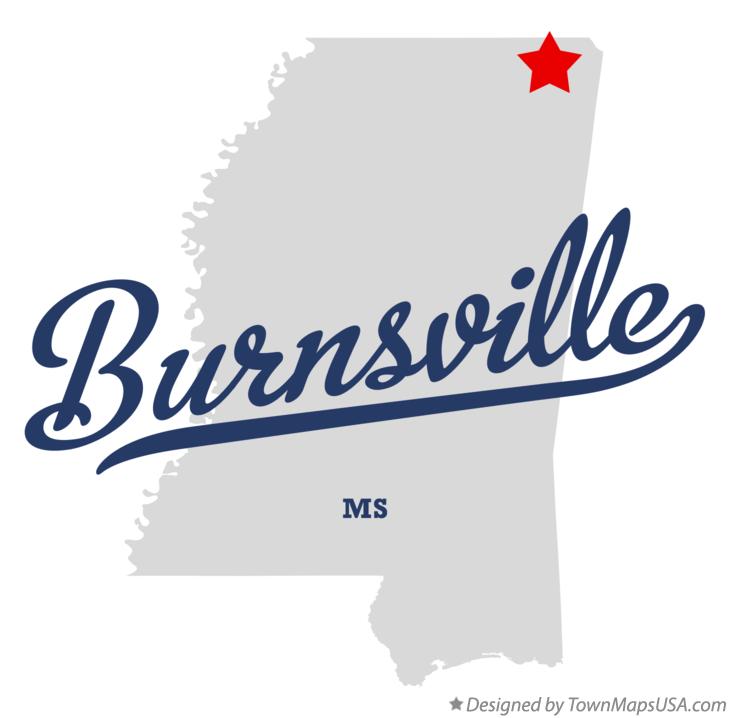 Map of Burnsville Mississippi MS