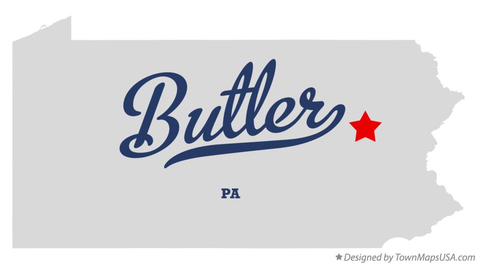 Map of Butler Pennsylvania PA