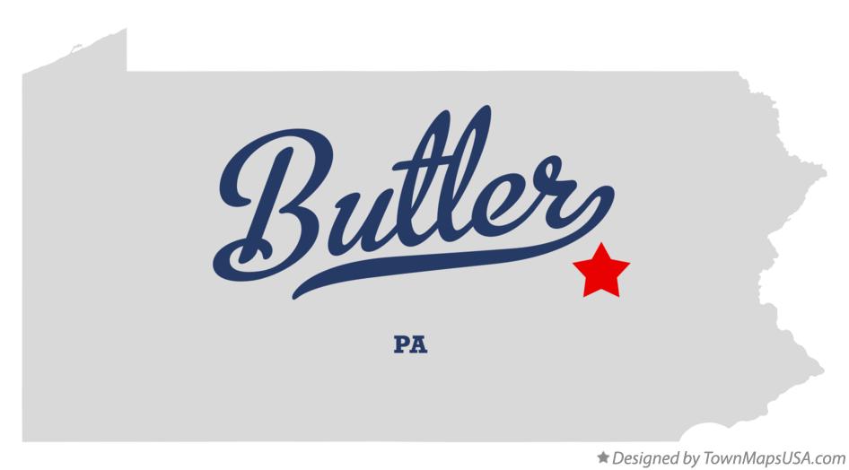 Map of Butler Pennsylvania PA