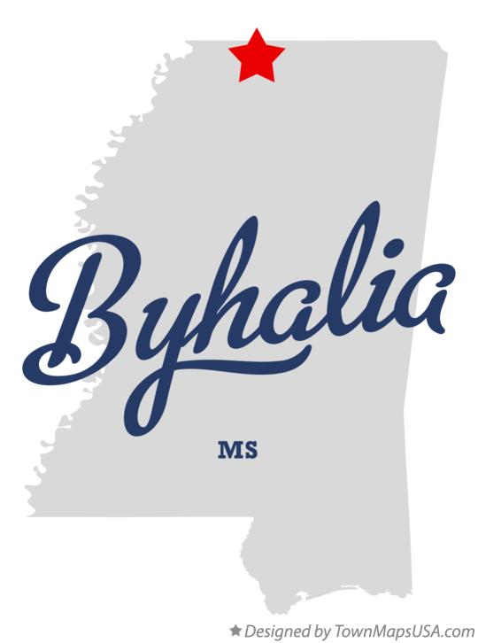 Map of Byhalia Mississippi MS