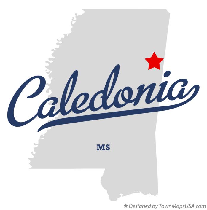 Map of Caledonia Mississippi MS