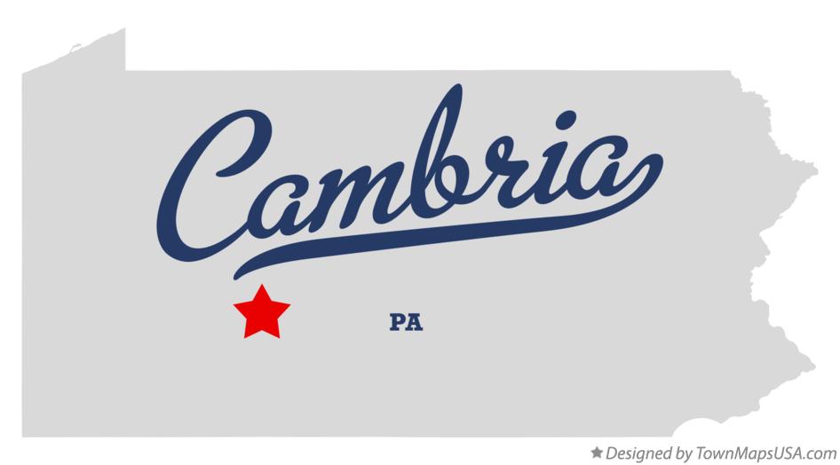 Map of Cambria Pennsylvania PA