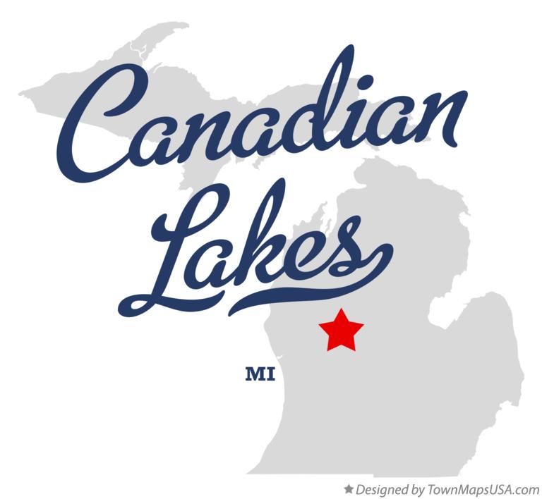 Map of Canadian Lakes Michigan MI
