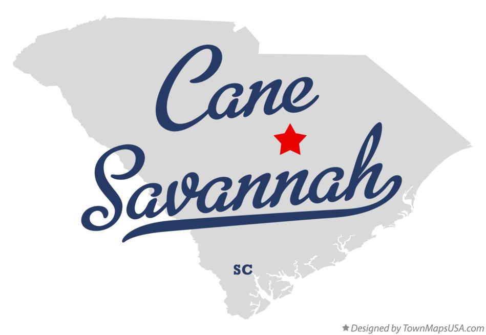Map of Cane Savannah South Carolina SC
