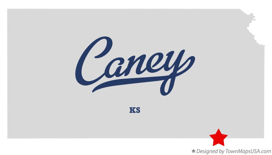 Map of Caney Kansas KS