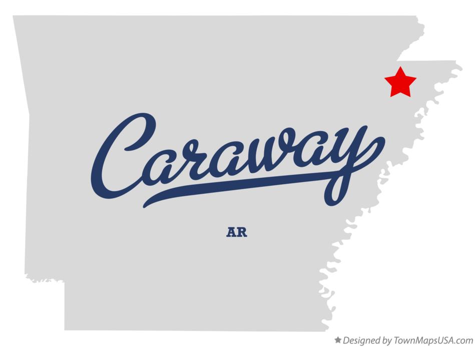 Map of Caraway Arkansas AR
