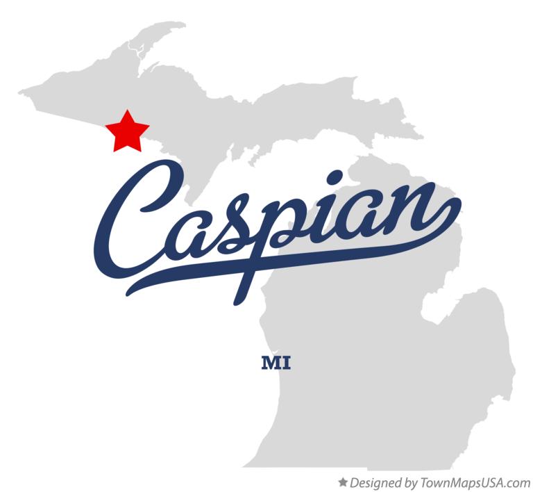 Map of Caspian Michigan MI