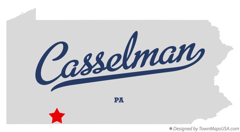 Map of Casselman Pennsylvania PA