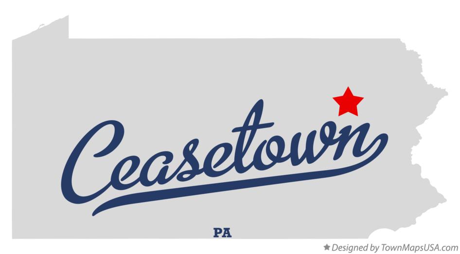 Map of Ceasetown Pennsylvania PA