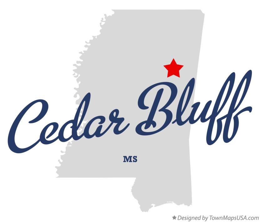 Map of Cedar Bluff Mississippi MS