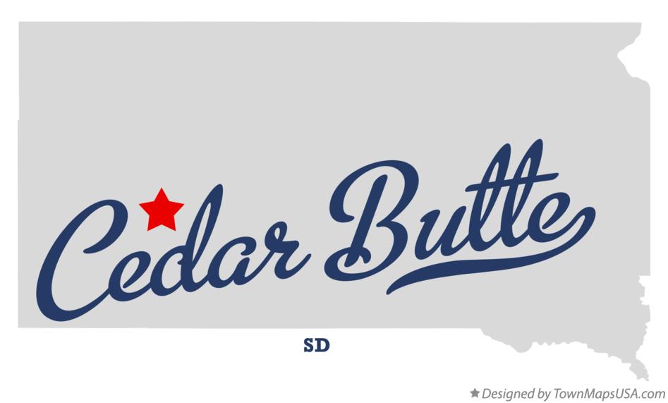 Map of Cedar Butte South Dakota SD