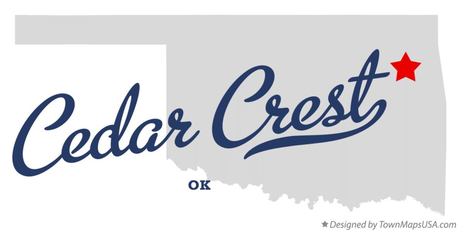 Map of Cedar Crest Oklahoma OK