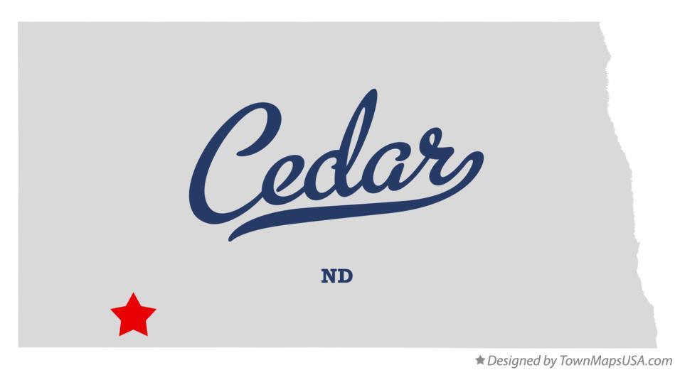 Map of Cedar North Dakota ND