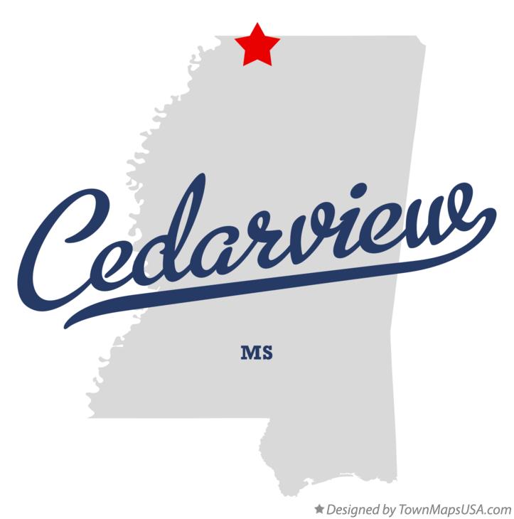 Map of Cedarview Mississippi MS
